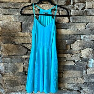 Express turquoise mini halter top dress. Fully lined size 0